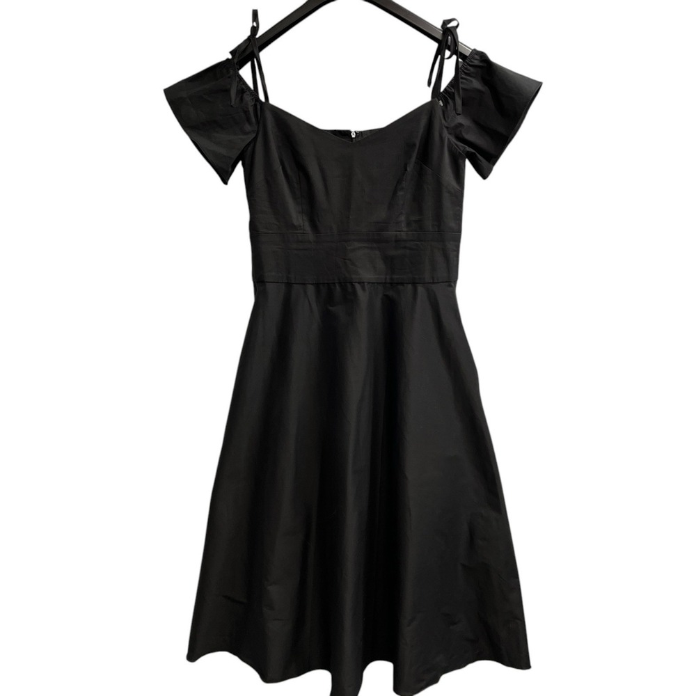 Betsey Johnson Dress Black Off Shoulder A Line Midi Size 8 Swing Dance‎